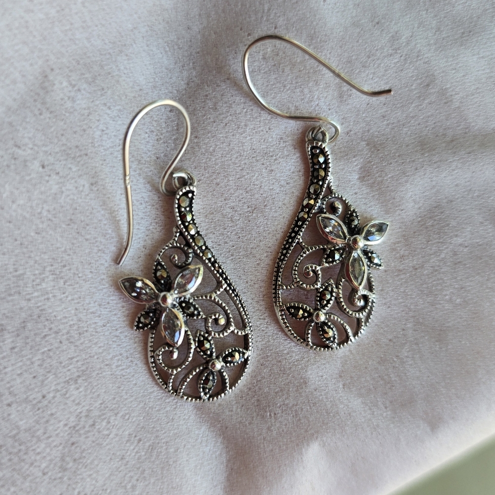Marchasite and 925 Silver Earrings